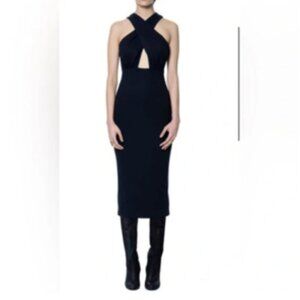 Mara Hoffman Bodycon Sexy Black Ponte Halter Style Dress XS/S